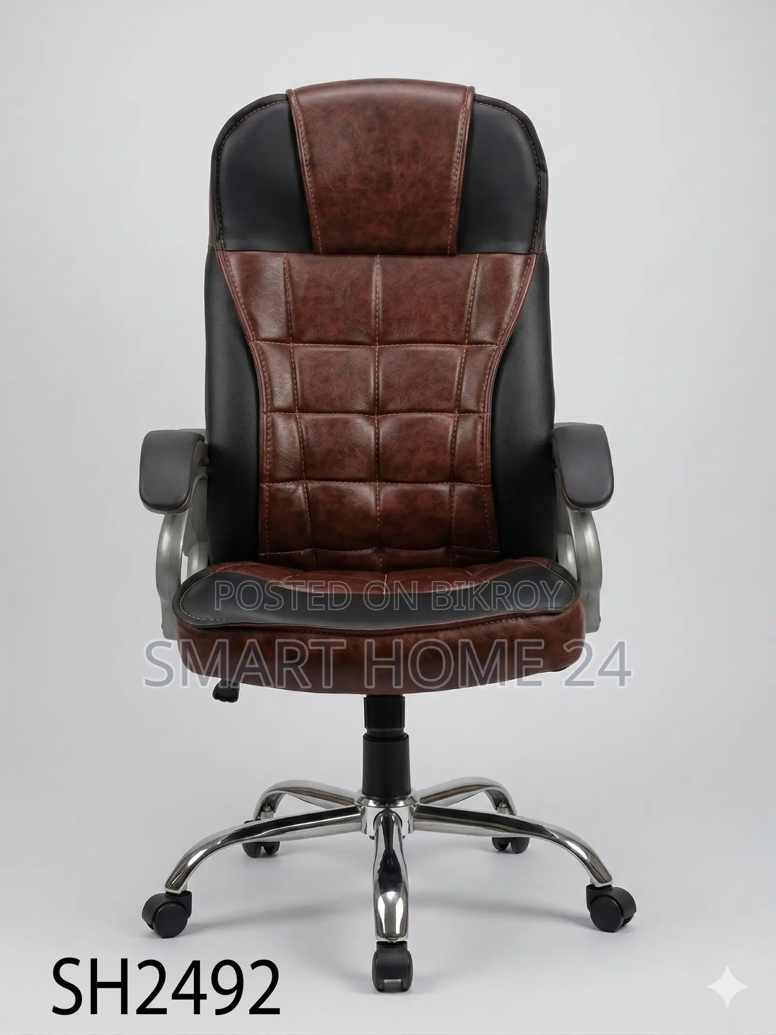 Executive Leather Office Chair Dual Color High Back Design and Comfort
