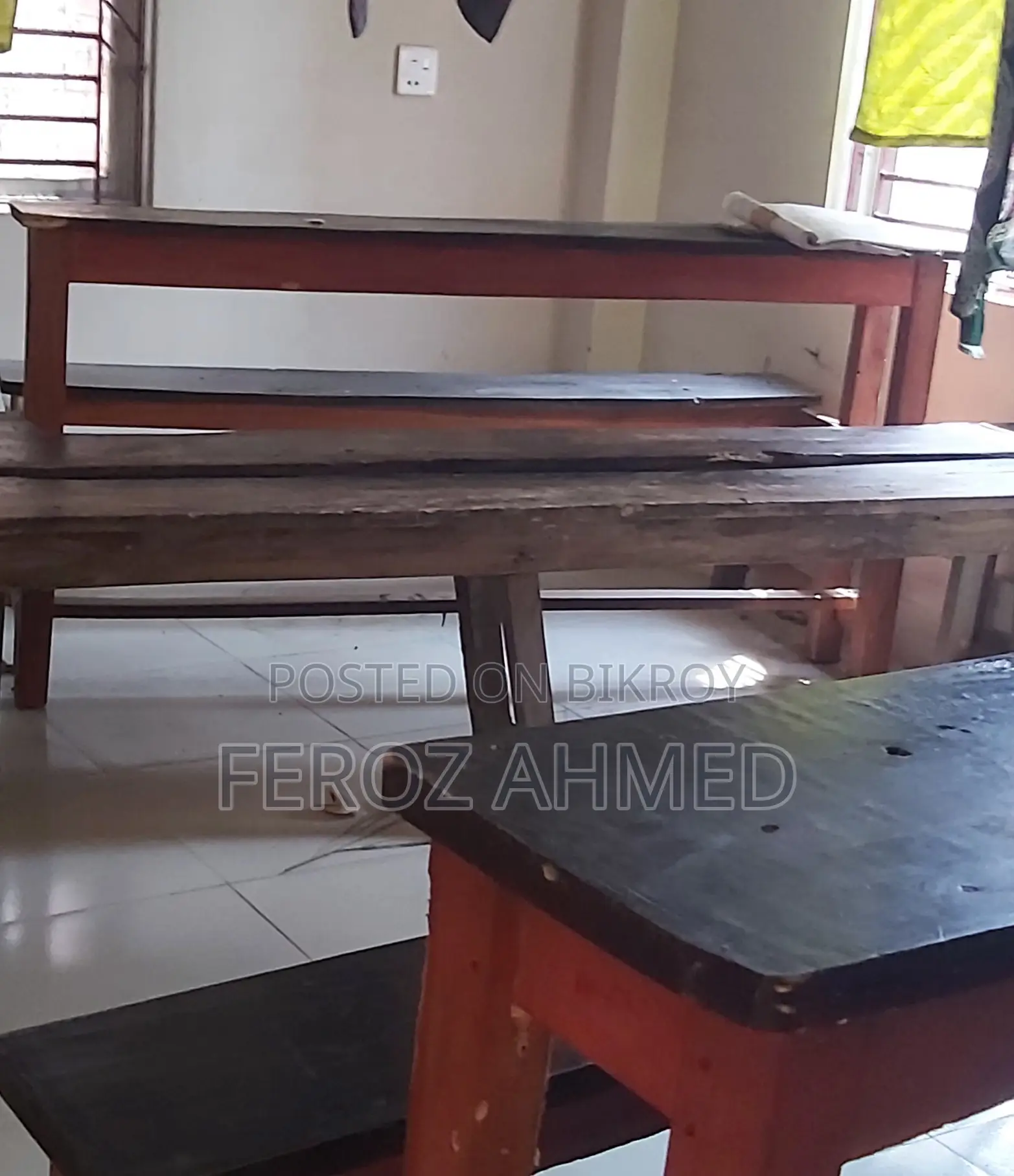 4 Pairs of Large Bench Tables for Sale.