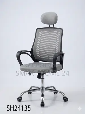 Premium Grey Ergonomic Mesh Office Chair with Headrest