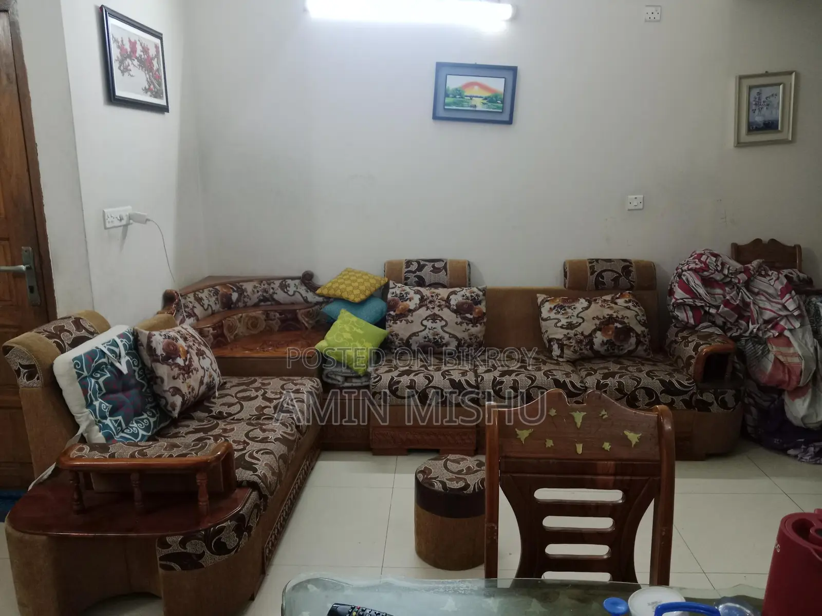 Burma Takh Wood Corner Sofa Set
