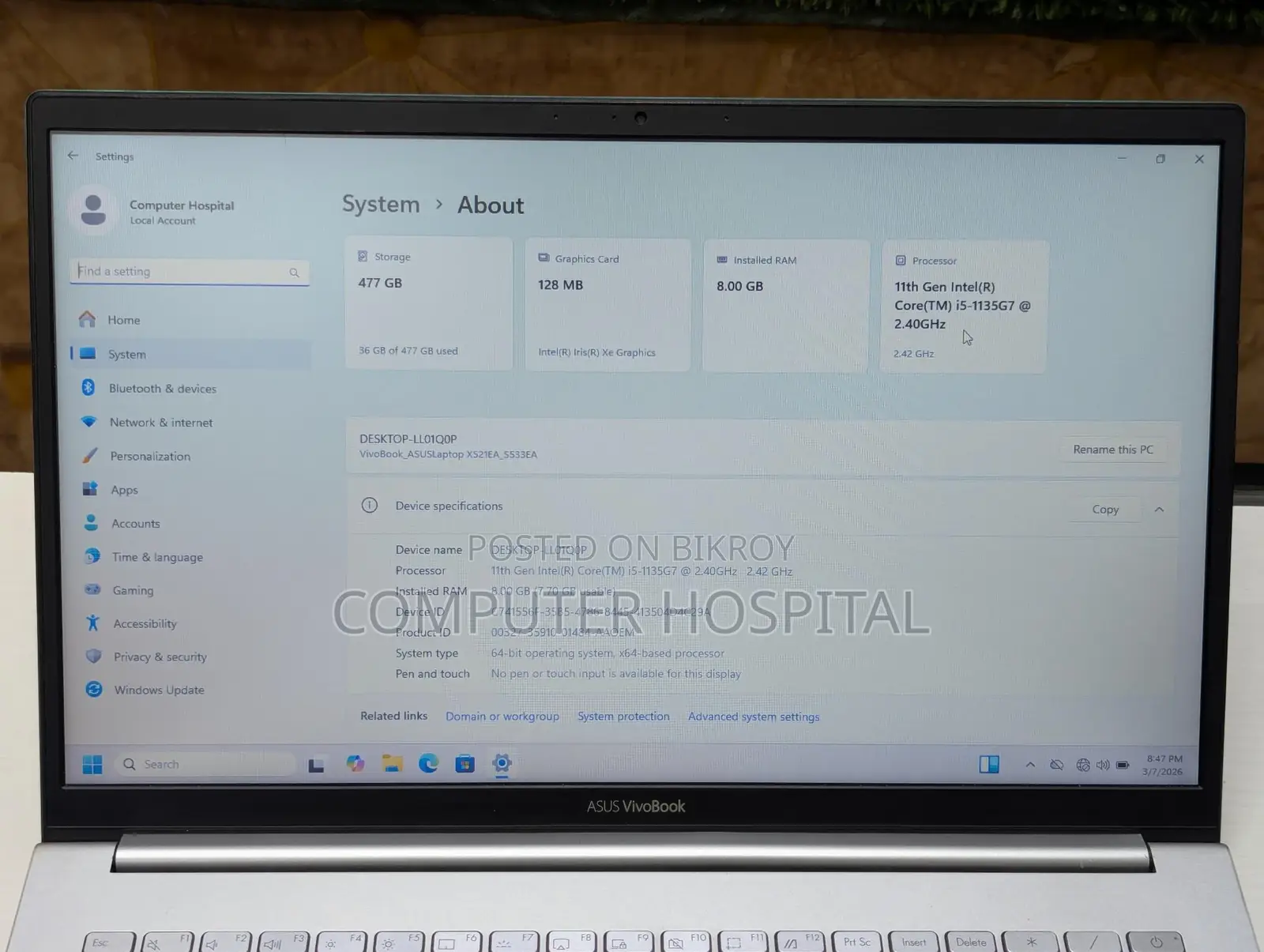 Eid Offer Asus VivoBook Core i5 11th Gen Ssd~512gb Ram~8gb | S15 S533E
