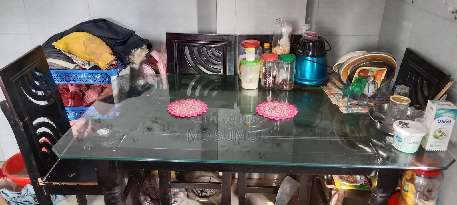 Malaysian Large Dining Table with 6 Chairs for Sale