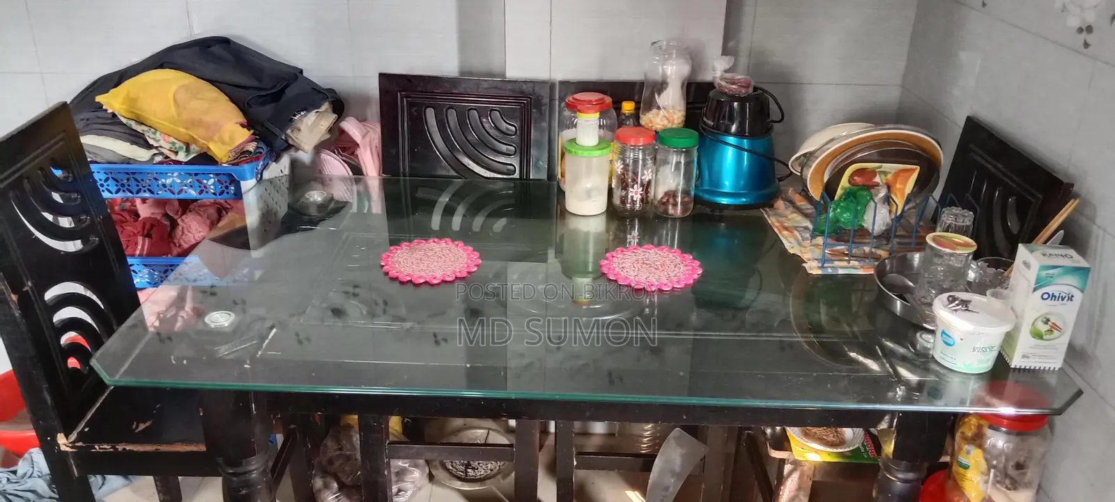Malaysian Large Dining Table with 6 Chairs for Sale