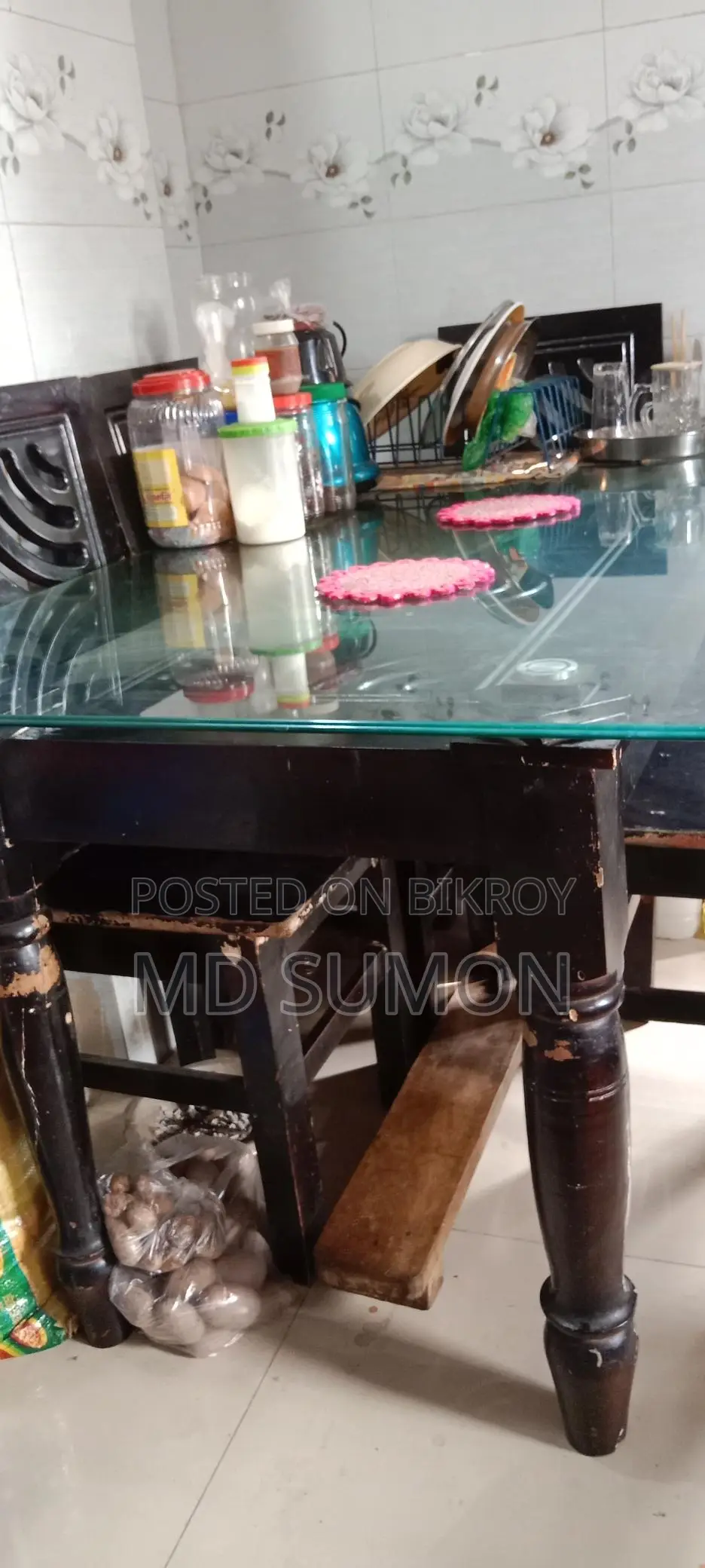 Malaysian Large Dining Table with 6 Chairs for Sale