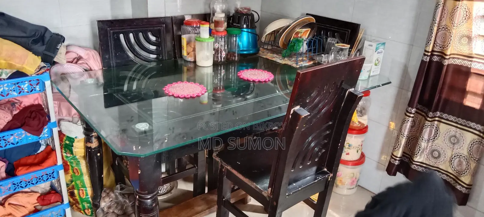 Malaysian Large Dining Table with 6 Chairs for Sale