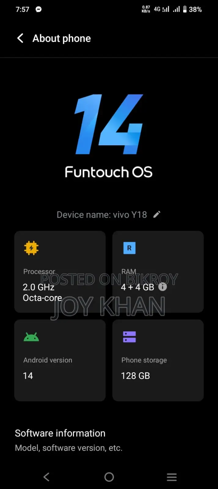 Vivo Y18 . (Used)