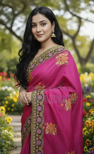 Premium Embroidery Semi Moslin Sharee