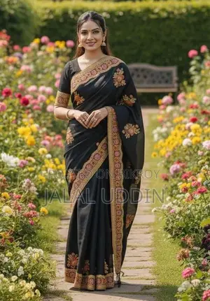 Premium Embroidery Semi Moslin Sharee