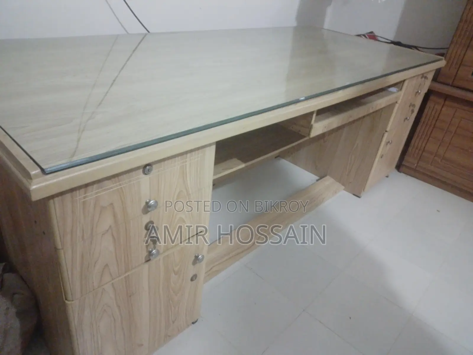 অফিস টেবিল 3f×7f with 10mm Glass