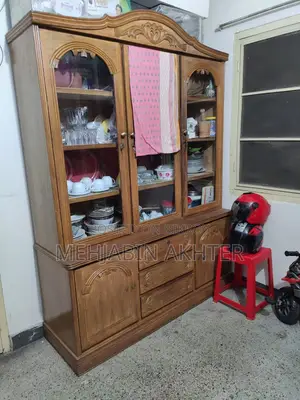 Teak Wood Three-Door Showcase