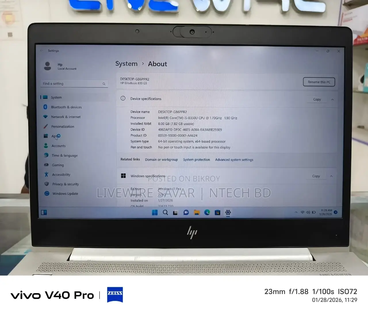 HP EliteBook 830 G5 – i5 8th Gen | 8GB RAM 256GB SSD