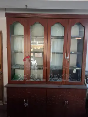 Glass Showcase for Furniture, 8ft Height, 7ft Width. Divided into three parts.