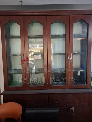 Glass Showcase for Furniture, 8ft Height, 7ft Width. Divided into three parts.