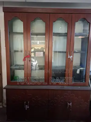 Glass Showcase for Furniture, 8ft Height, 7ft Width. Divided into three parts.