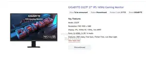GIGABYTE GS27F 27" IPS 165Hz Gaming Monitor