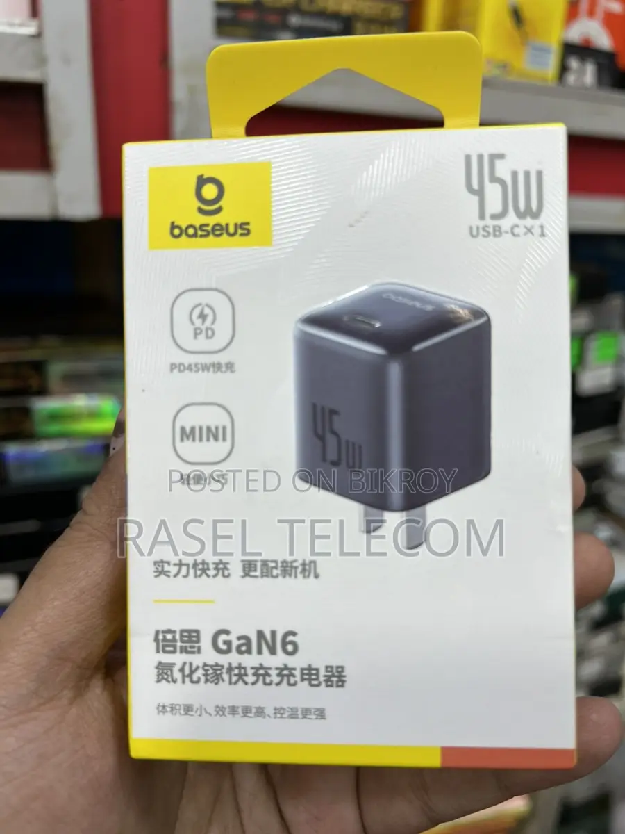 Baseus 45W GaN6 PD Fast Charger (USB-C) – Original Mini Adapter