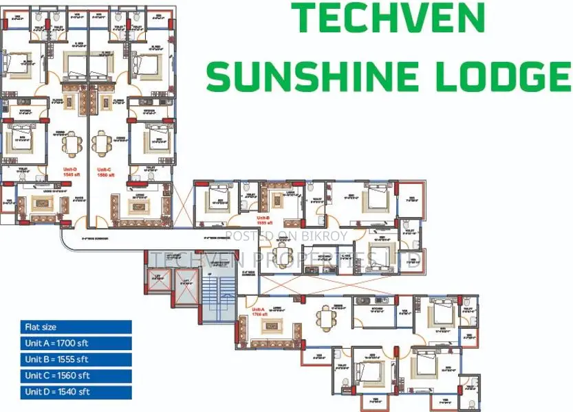 1700 sq ft Flat at 6750 Taka/sq ft @ Agargaon 60 Feet, SP Road, Lake View Mosque