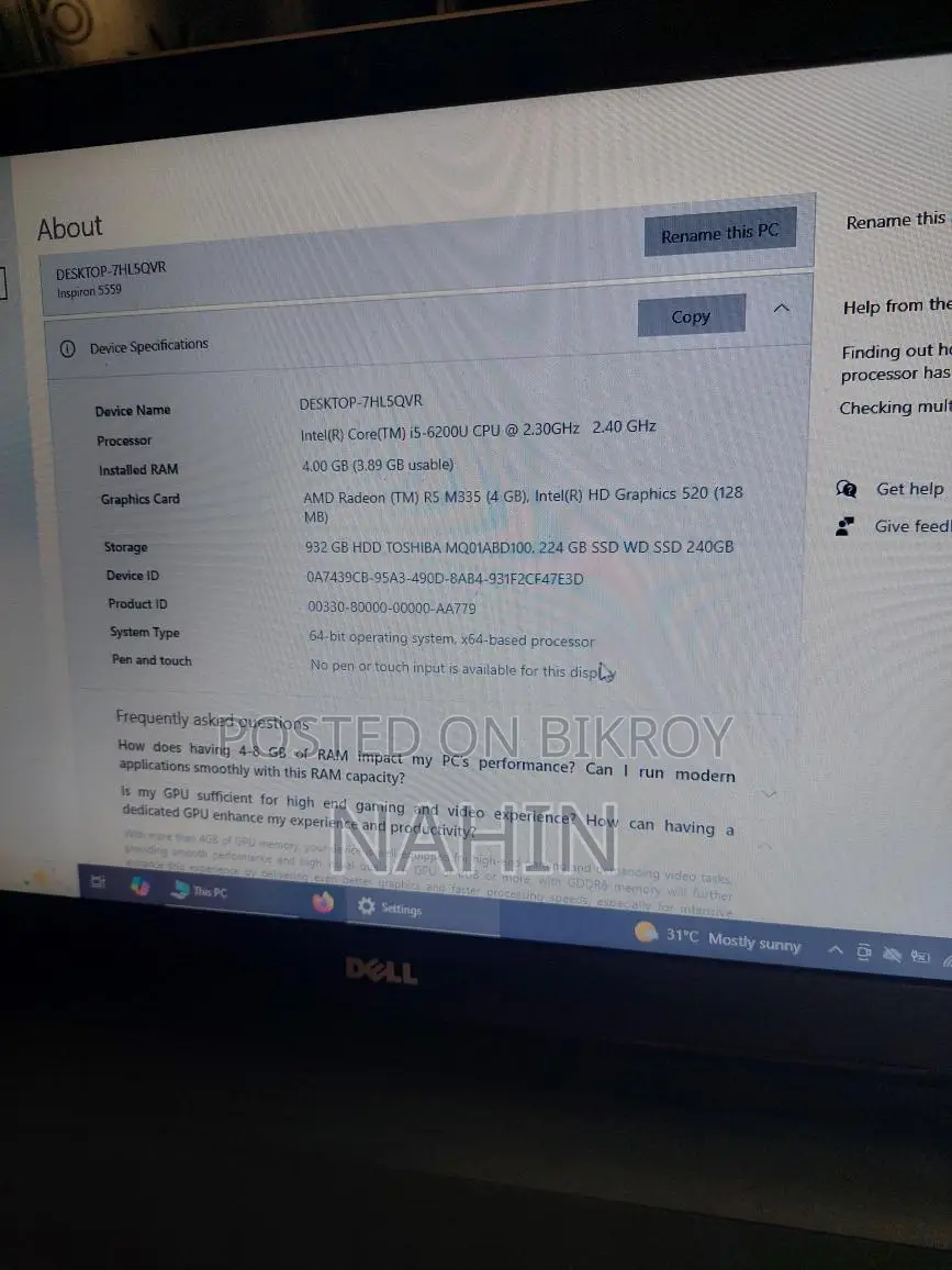 Laptop for sale