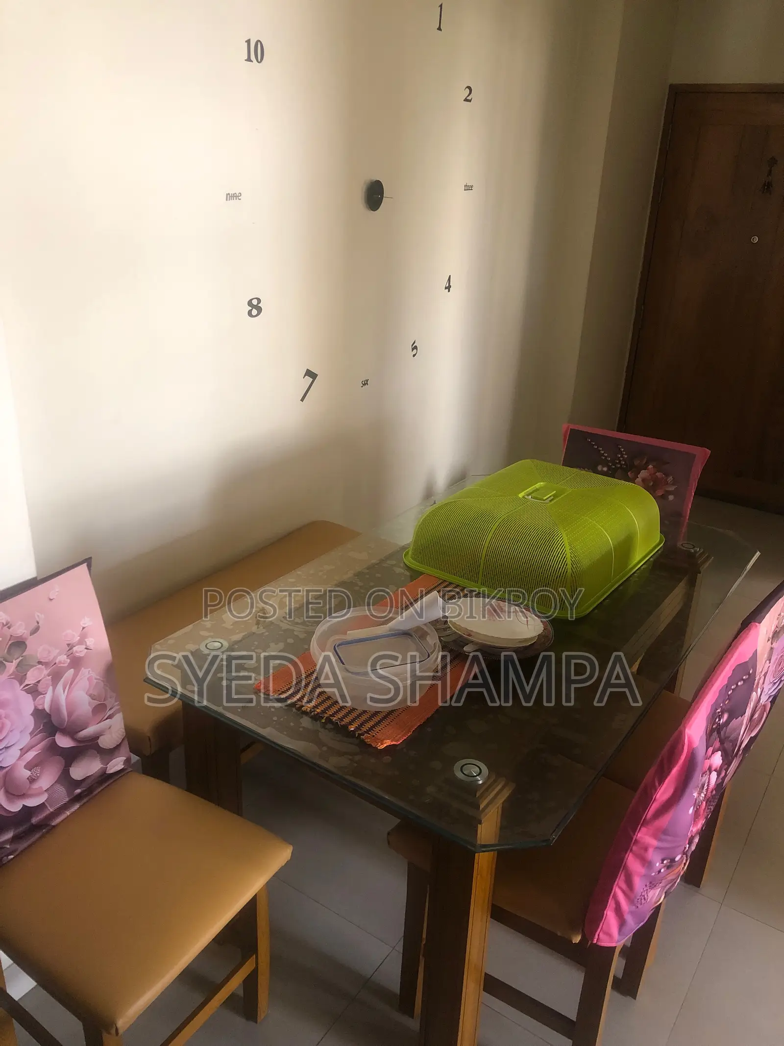 Glass Table and Bench Chair 6 Seat