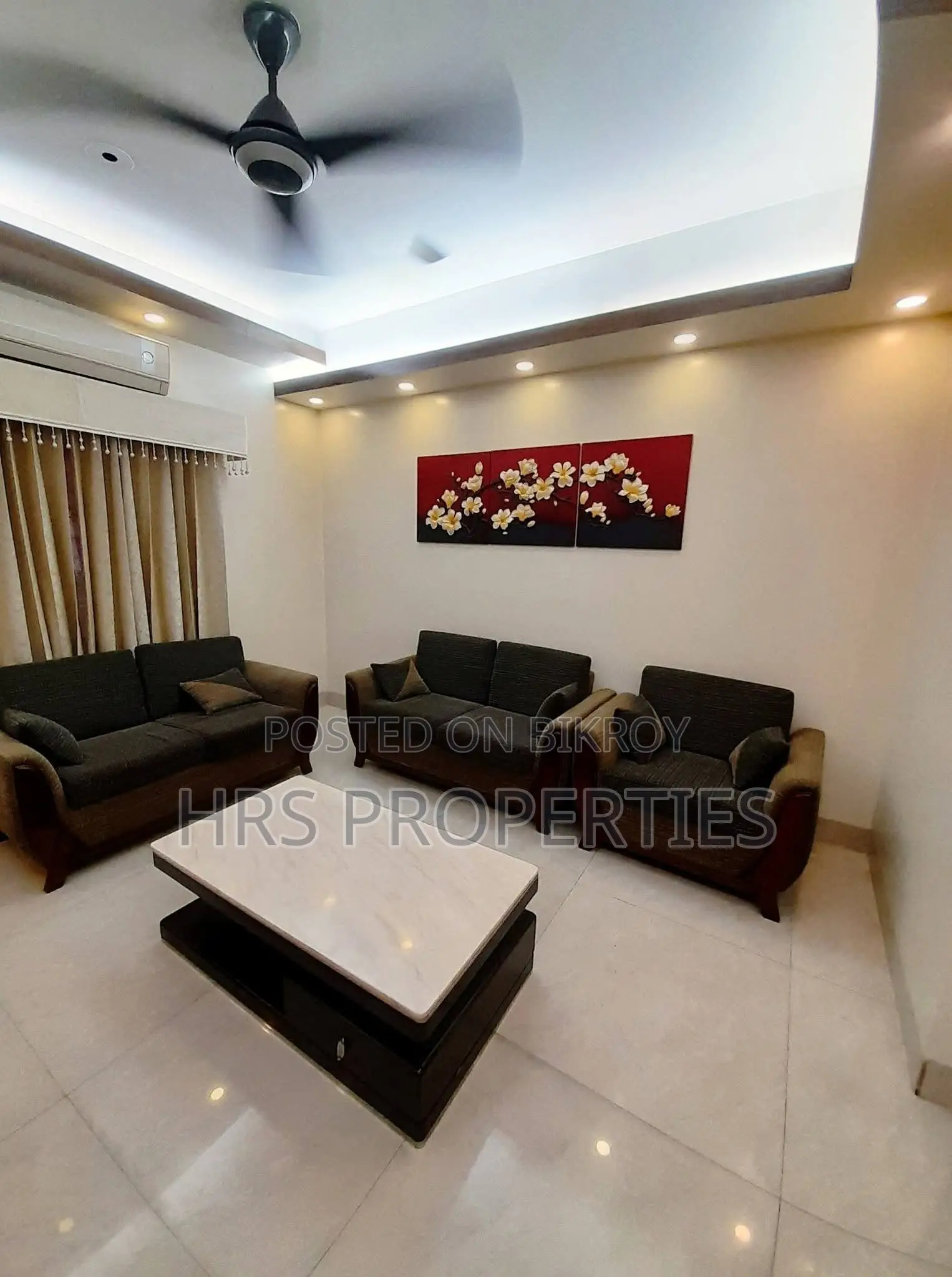 3-bedroom fully furnished flat for rent in Gulshan.