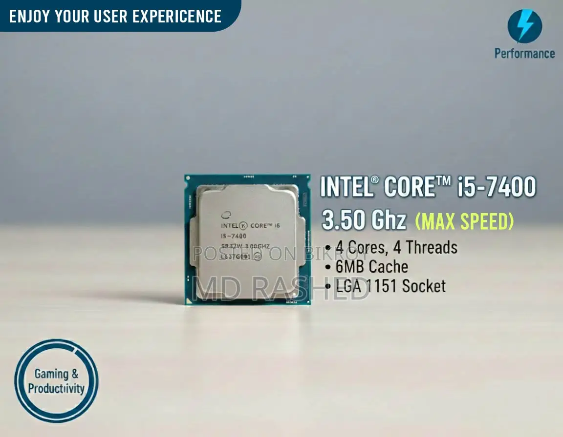 Core i5- 7th Gen, Max Speed: 3.50GHz, 4 Cores, Threads