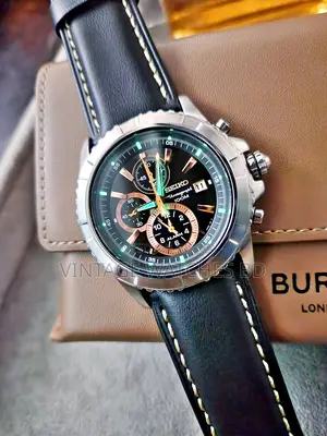 44mm SEIKO Quartz Chronograph JAPAN Black Dial