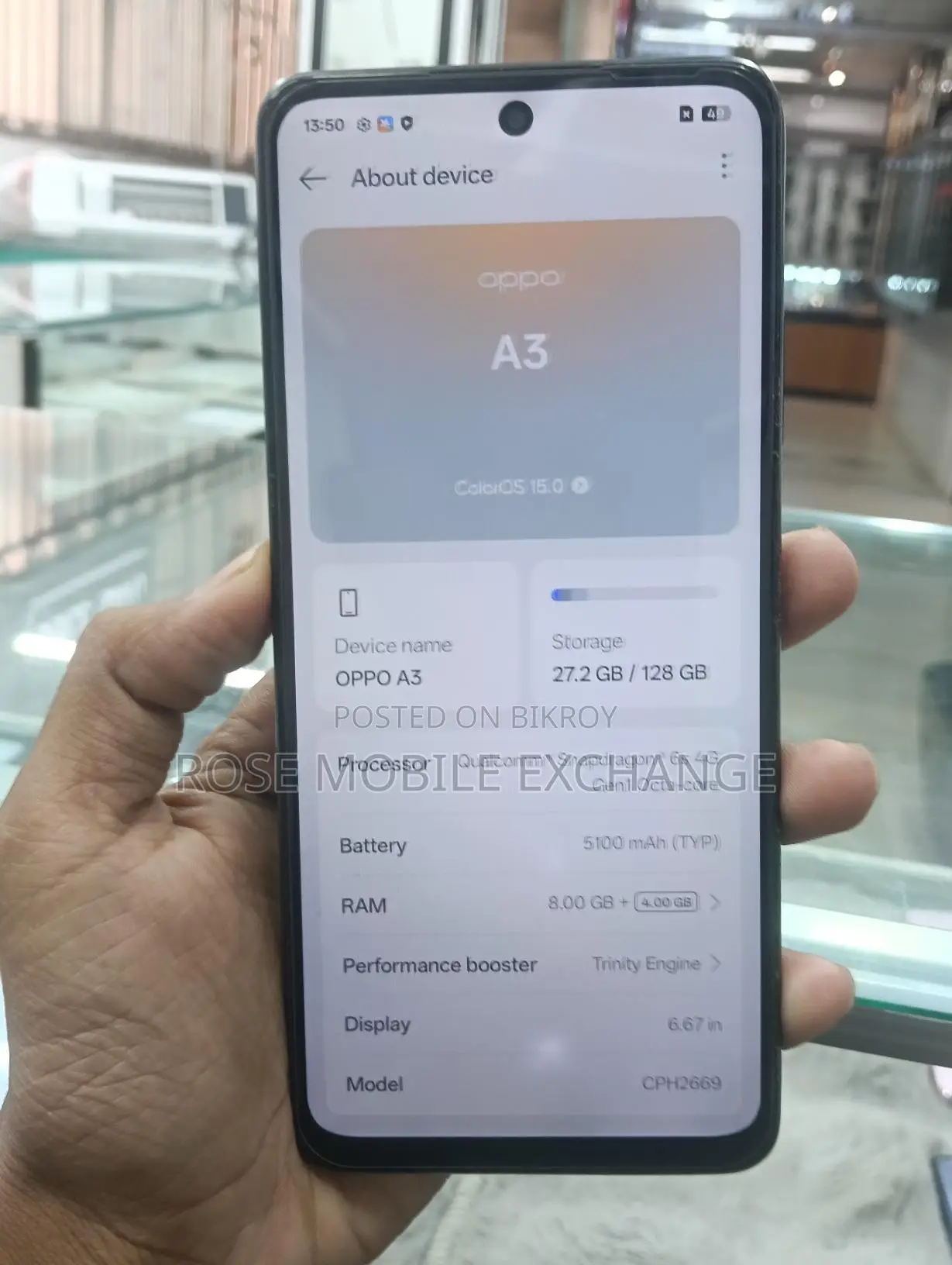 OPPO A3 8/128 display change (Used)
