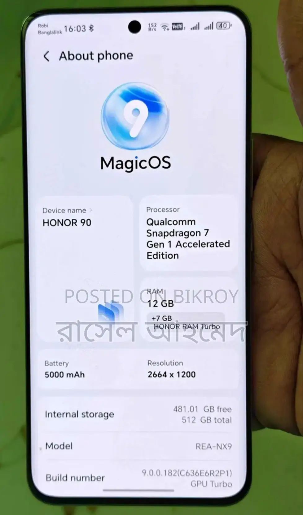 Huawei Honor 90 5g 12/512 (Used)