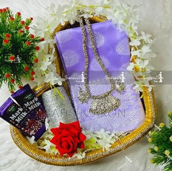 Saree, Bangle, and Cosmetics Combo