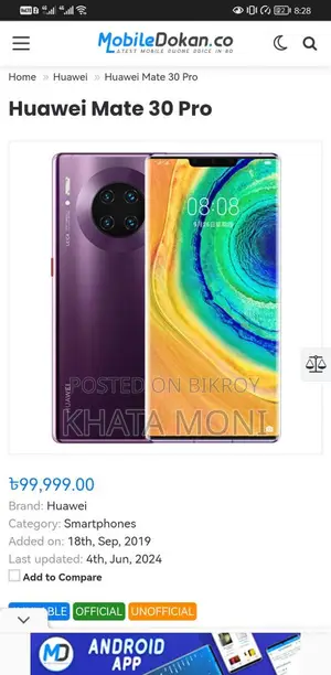 Huawei Mate 30 30Pro 8+256 (Used)