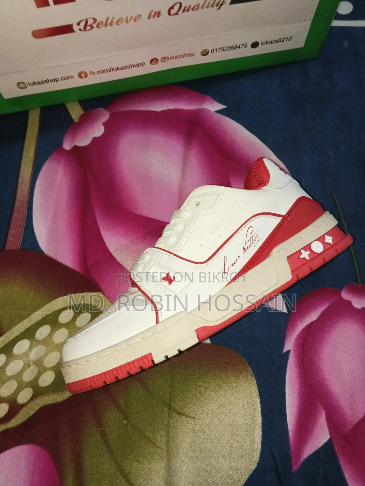 Louis Vuitton light sneaker trainer red (grade 1:1)