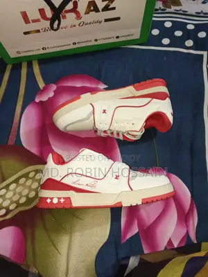 Louis Vuitton light sneaker trainer red (grade 1:1)