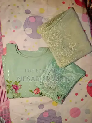 Stylish Mint Green Floral Organza Set (Worn only twice)