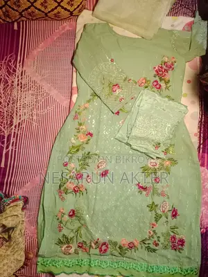 Stylish Mint Green Floral Organza Set (Worn only twice)