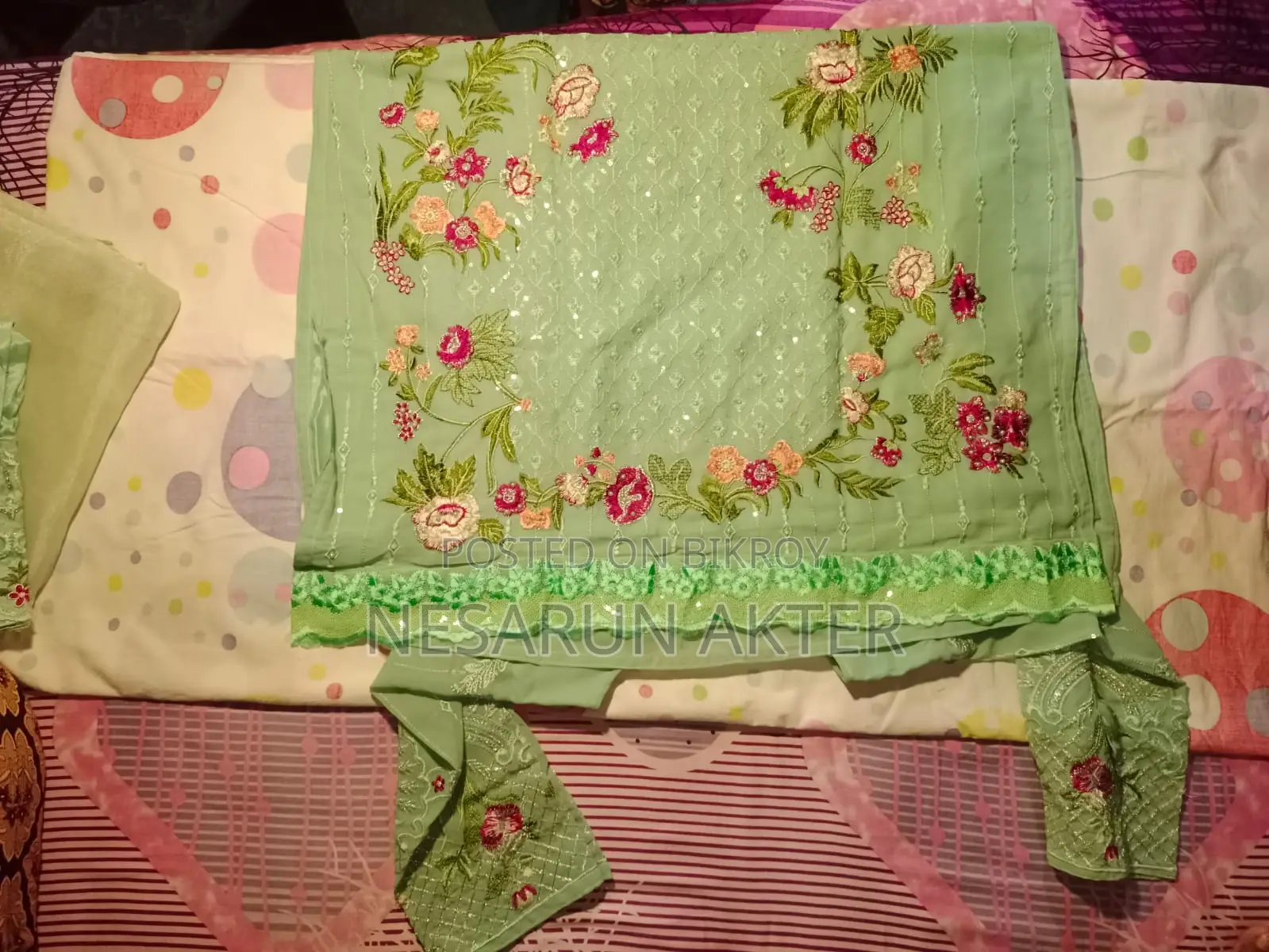 Stylish Mint Green Floral Organza Set (Worn only twice)
