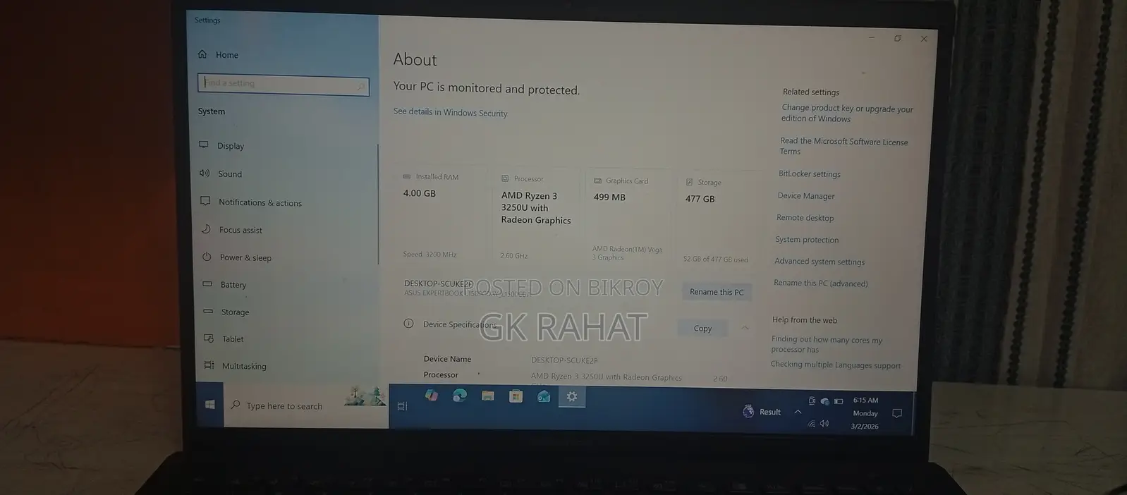 Asus AMD Ryzen 3 3250U