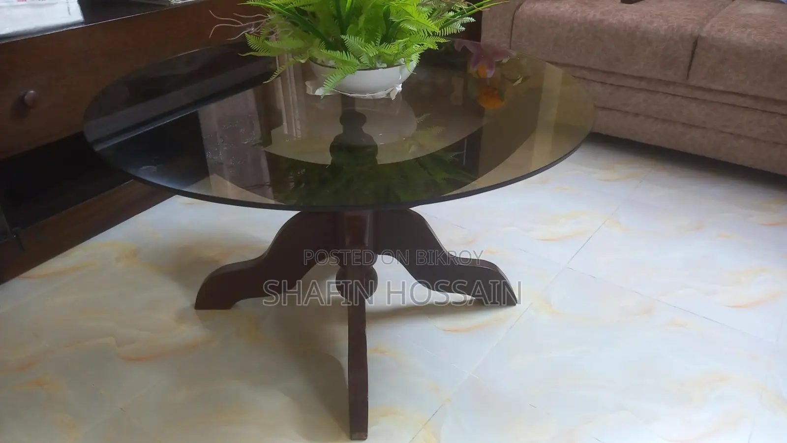 অরিজিনাল মেহেগুনি কাঠের এবং 12 Mm Coffee Colour Glass