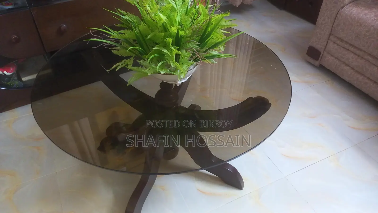 অরিজিনাল মেহেগুনি কাঠের এবং 12 Mm Coffee Colour Glass
