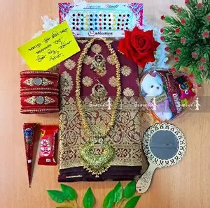 Saree, Bangle, and Cosmetics Combo
