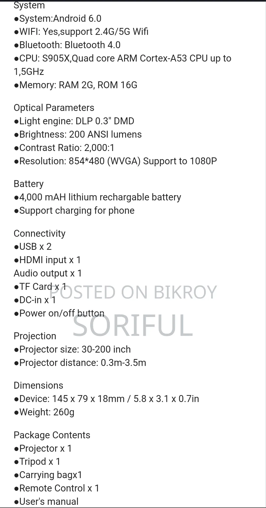 P09 Mini Dlp Projector Support 4k Android