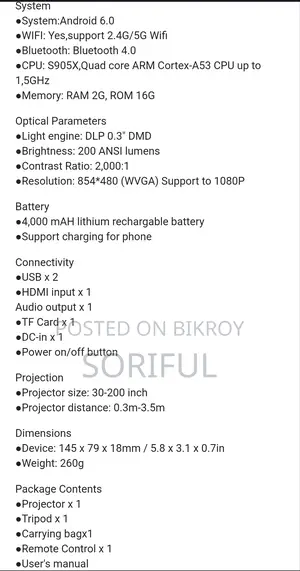 P09 Mini Dlp Projector Support 4k Android