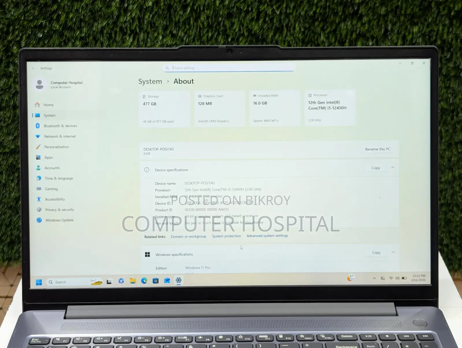 ঈদ অফার_LENOVO IDEAPAD SLiM 3i | CORE i5 12Th Gen RAM~16GB SSD~512GB