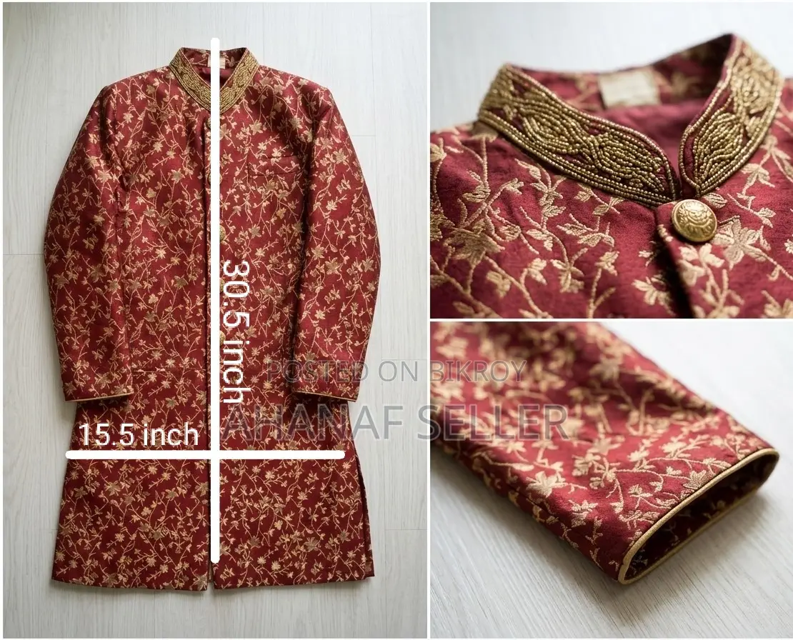 Gorgeous Maroon Sherwani Used 2-3 Times for 8-9 Year Old Kids