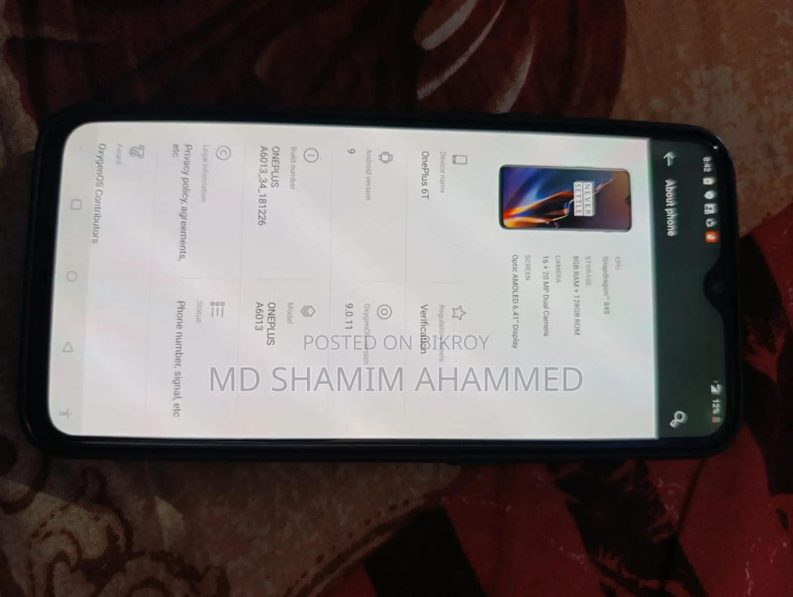 OnePlus 6T 8/128 (Used)