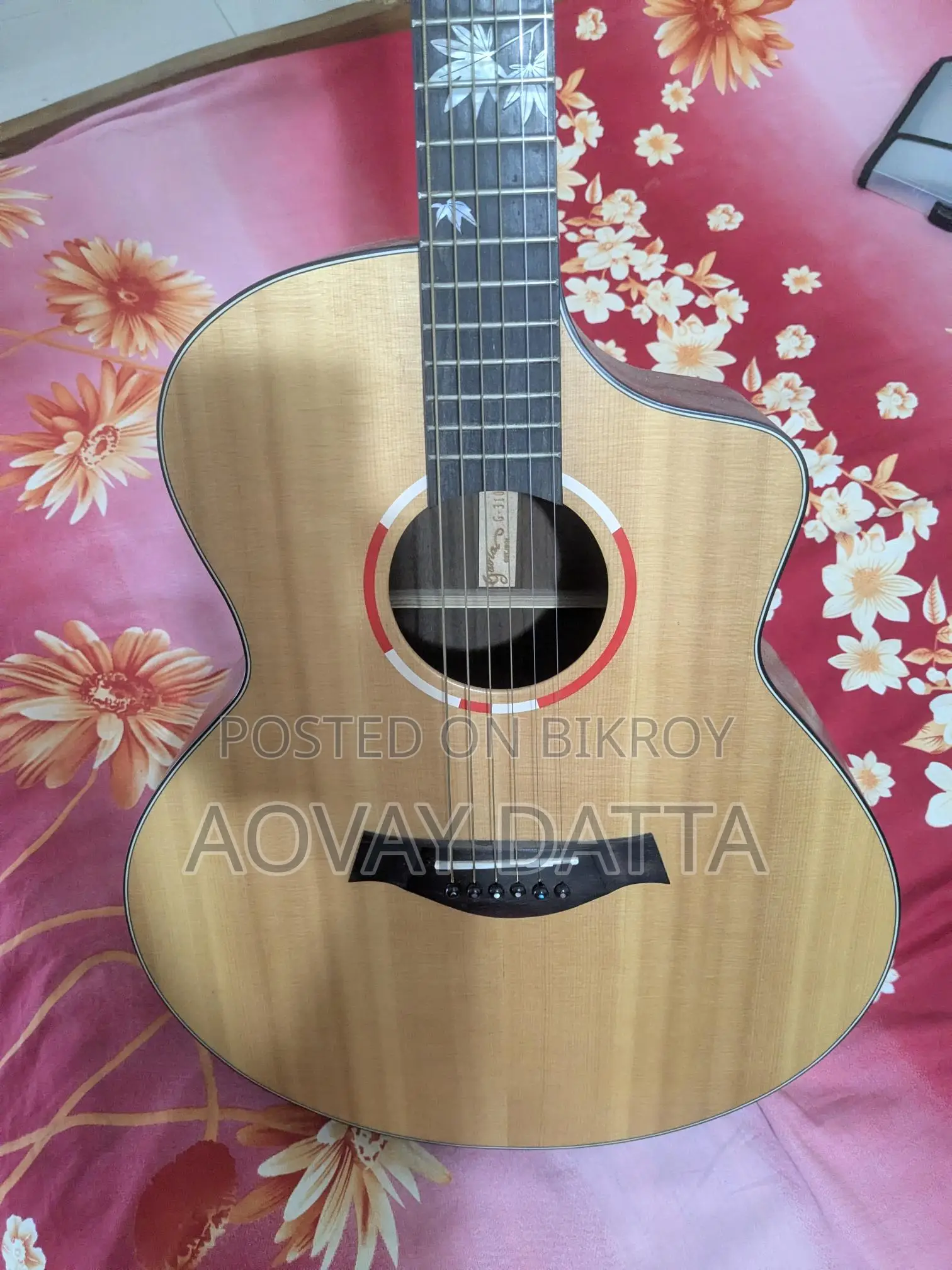 Acoustic guitar with equalizer.