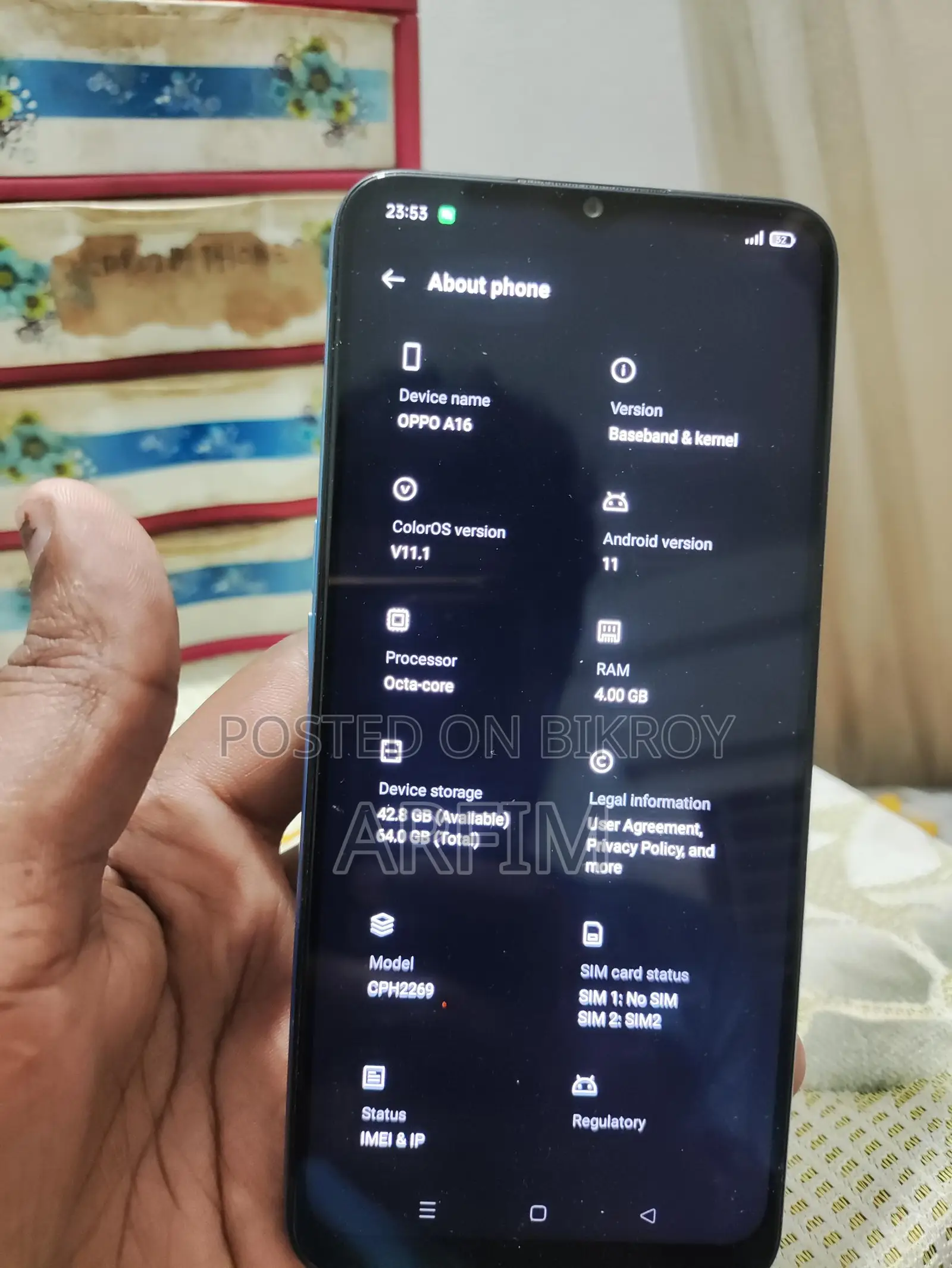 OPPO A16 . (Used)