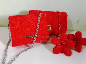 Handmade Red Velvet Crochet Ladies Bag