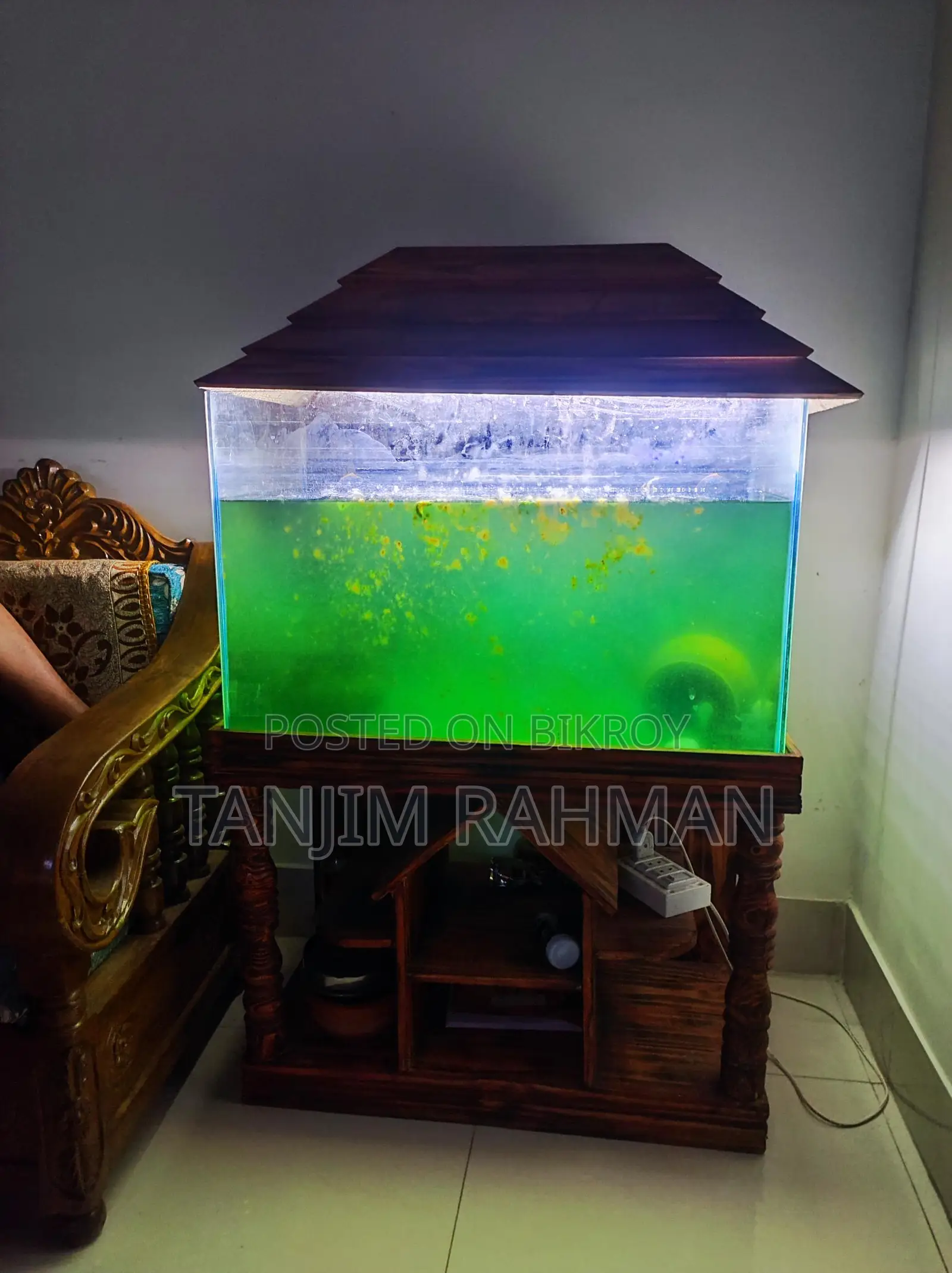 Used But Fresh Fish Tank with Stand, light, fish