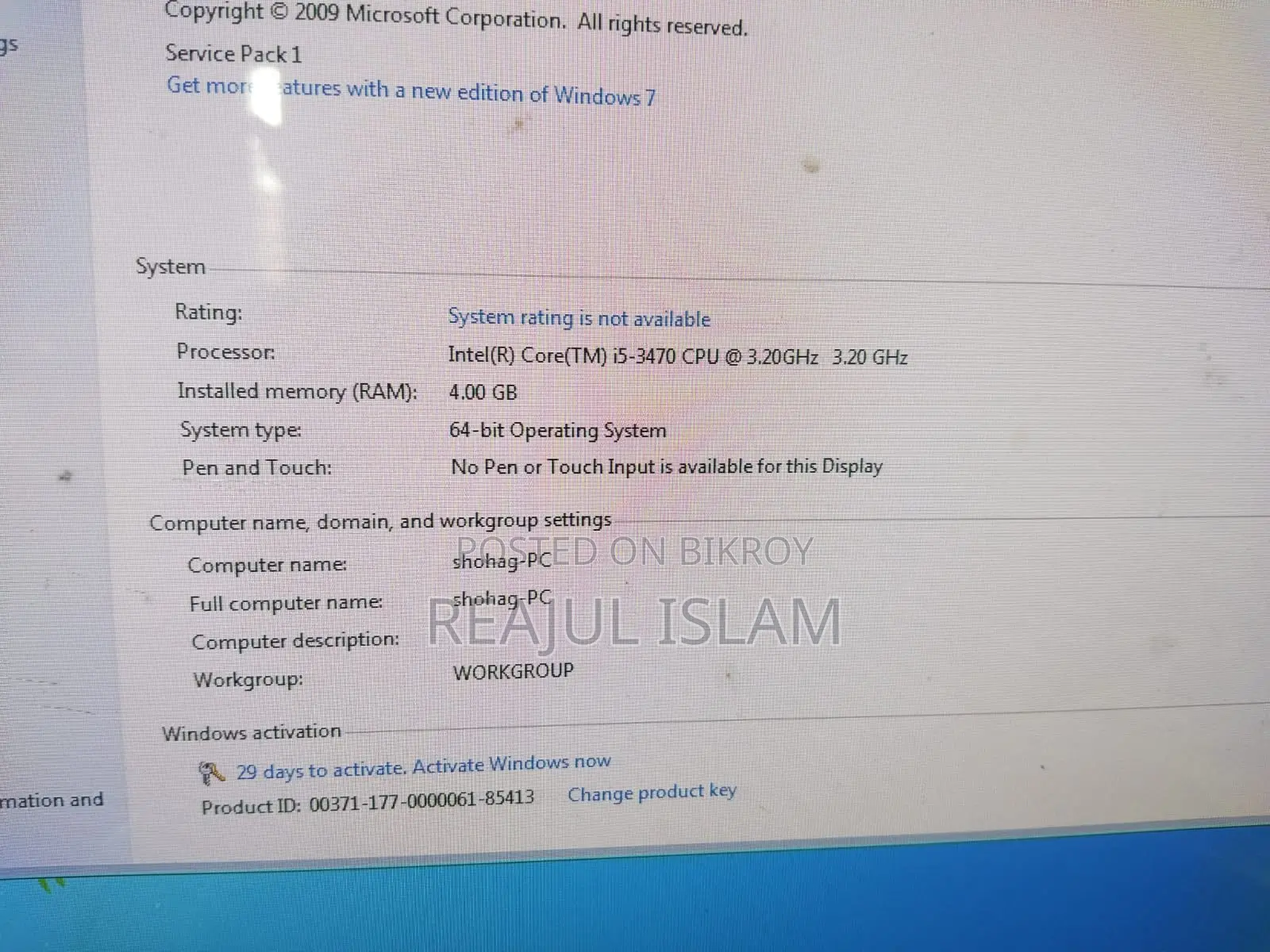 Dell Optiplex 3010 Brand PC i5-3470, RAM 4GB, HDD 500GB (No Warranty)