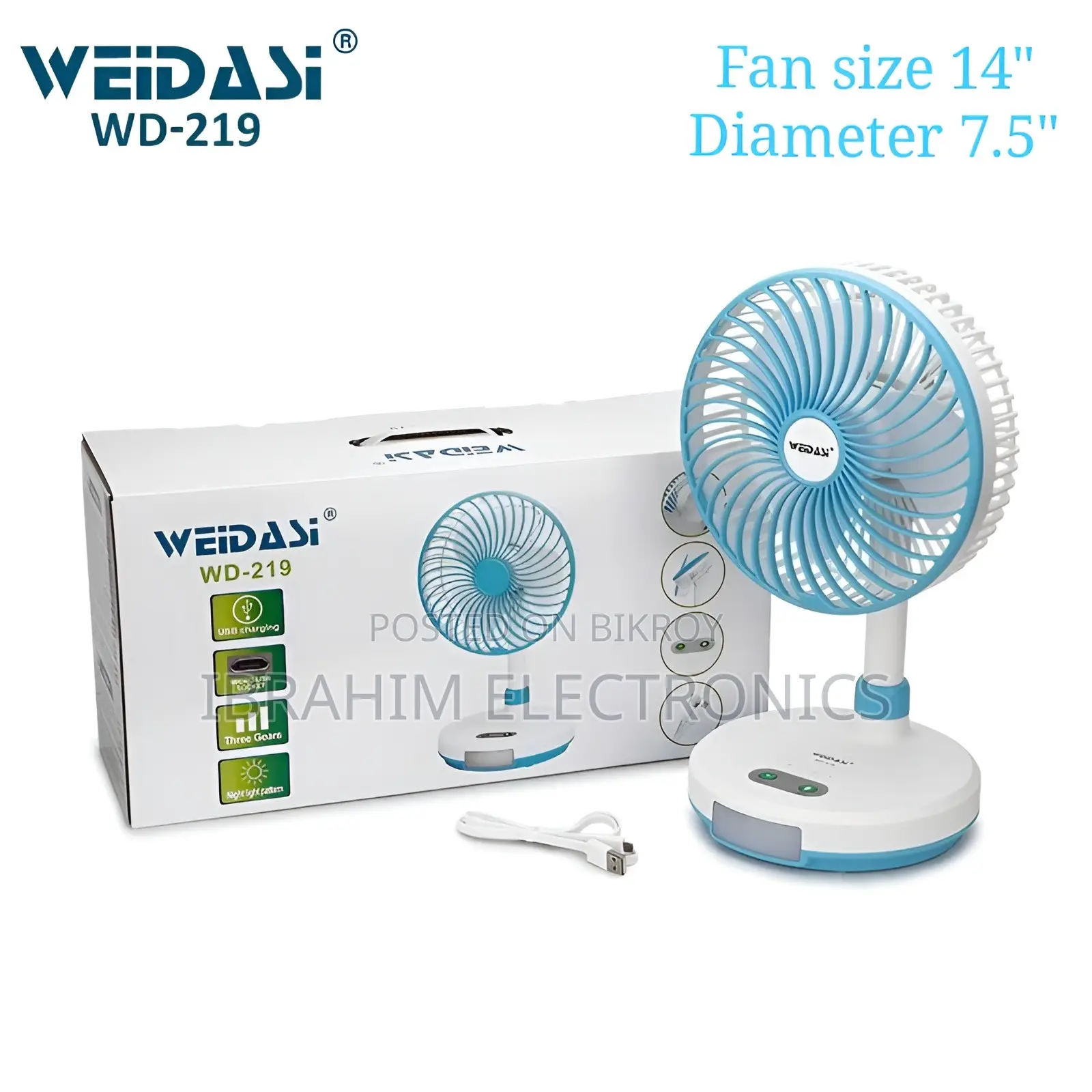 WEIDASI WD-219 Rechargeable Fan